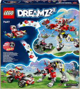 LEGO Dreamzzz Coopers Tiger Mech och Zero'S Hot Rod Car, leksaksbil för barn, present till 9 år gamla pojkar och flickor, 2-i-1 lekset med mek och minifigurer 71497 Byggset Besuche den LEGO-Store