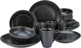 CreaTable, 22699, Industrial Gold BLACK Series, 16-delat servisset för 4, Porslin Combo Service, Diskmaskin och Mikrovågssäker, Kvalitetstillverkning