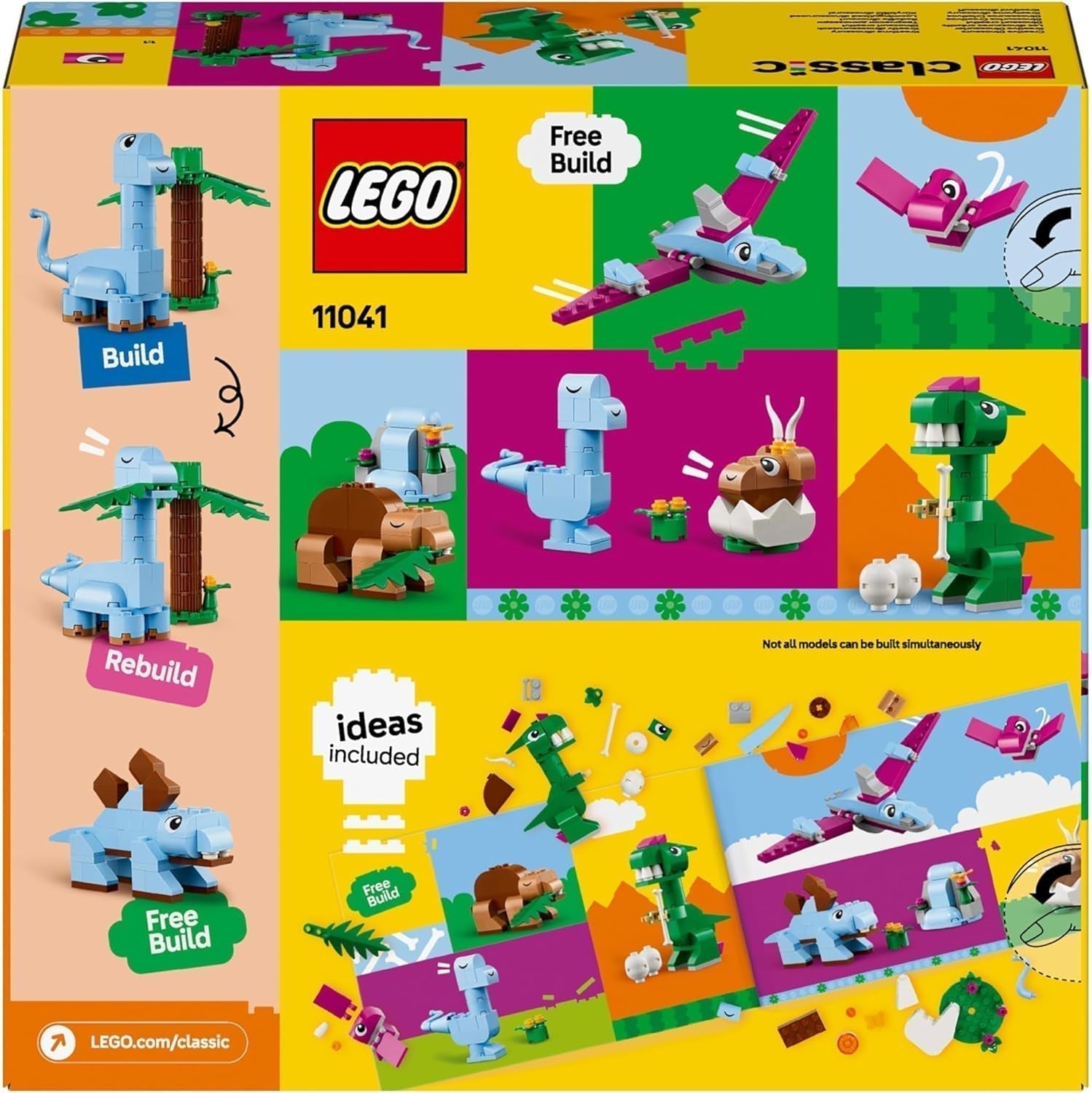 LEGO Classic Creative Dinosaurs Byggset med djurmodeller och figurer gjorda av klossar, fantasifull lekupplevelse, present till pojkar och flickor 5 år gamla, inklusive T.Rex och Triceratops 11041 Byggset Besuche den LEGO-Store