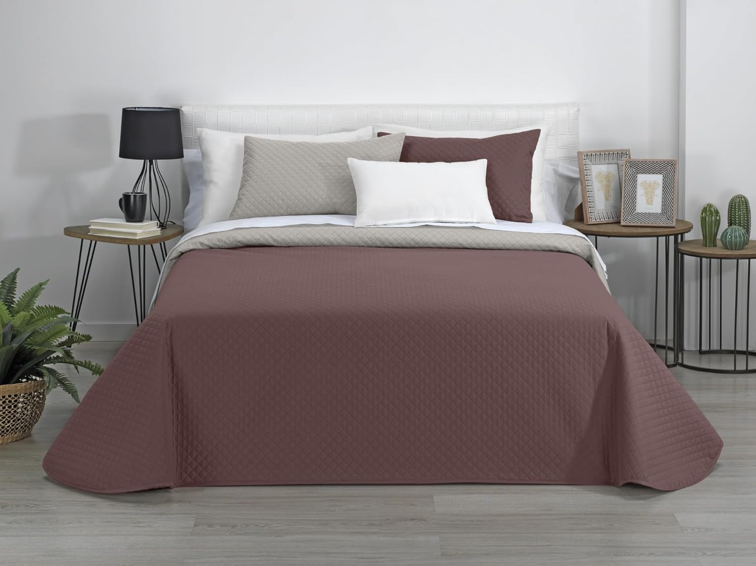 Estoralis | AVA | Vändbar Boutique Quilt | För alla årstider | Färg - Beige/Brun | För 105 cm säng. (200 X 270 Cm. Ancho X Alto) | Quiltat täcke Quilt och täcken Naty Shop Standardtitel