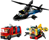 LEGO City Combo Set med helikopter, lejonbil och ubåt och 3 minifigurer - Byggbara leksaksfordon för pojkar och flickor från 7 år - Födelsedags- och semesterpresent 60462 Byggset Besuche den LEGO-Store