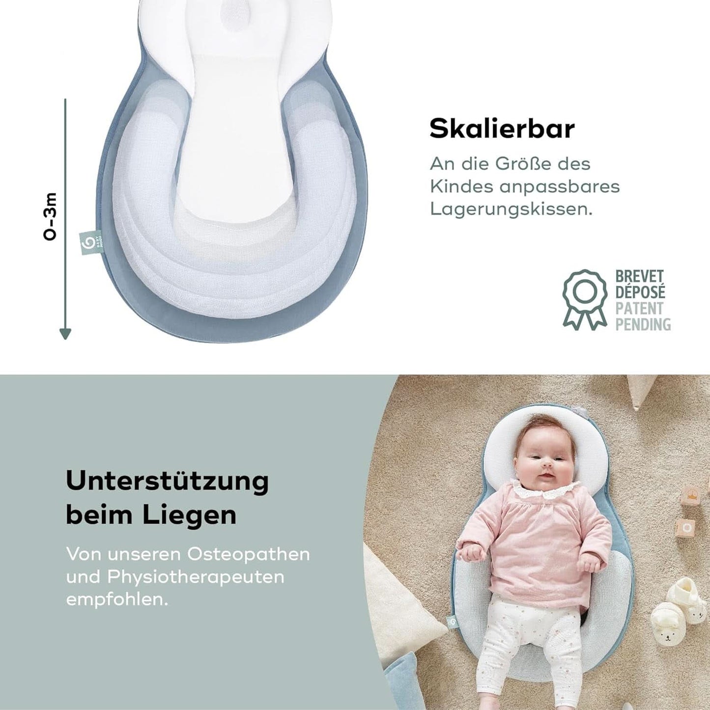 Babymoov Cosydream Mosaic positioneringskudde för bebisar för att lindra kolik och förhindra plagiocefali, 0-3 månader Tillbehör Mat och Amning Bebe Naty Shop