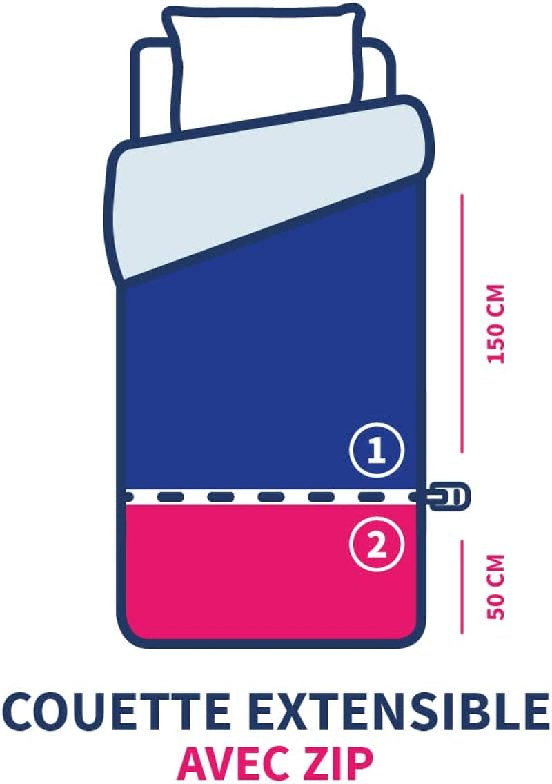Bleu Câlin täcke för barn 140X(150+50) Cm Special för barnsängar, härdat täcke utbyggbart upp till 140X200 Cm, tvättbart i 95°, vitt Täcken och täcken Naty Shop