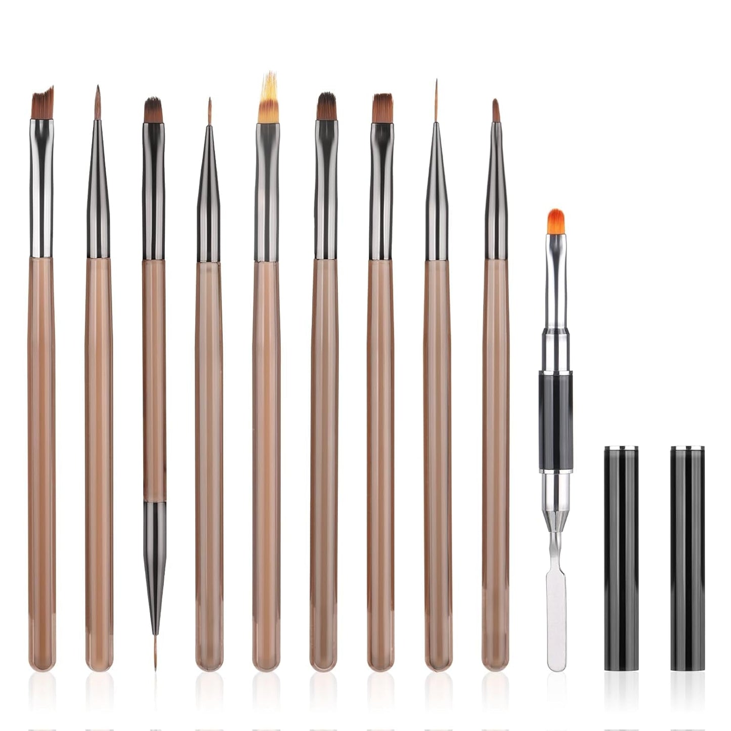 10 Stück Nailart Pinsel Set, Braun Nail Art Borstar Nailart Design Pinsel Nageldesign Pinselfür Gelnägelfür Heimwerker Maniküre Salon Zuhause Nailpinsel Set