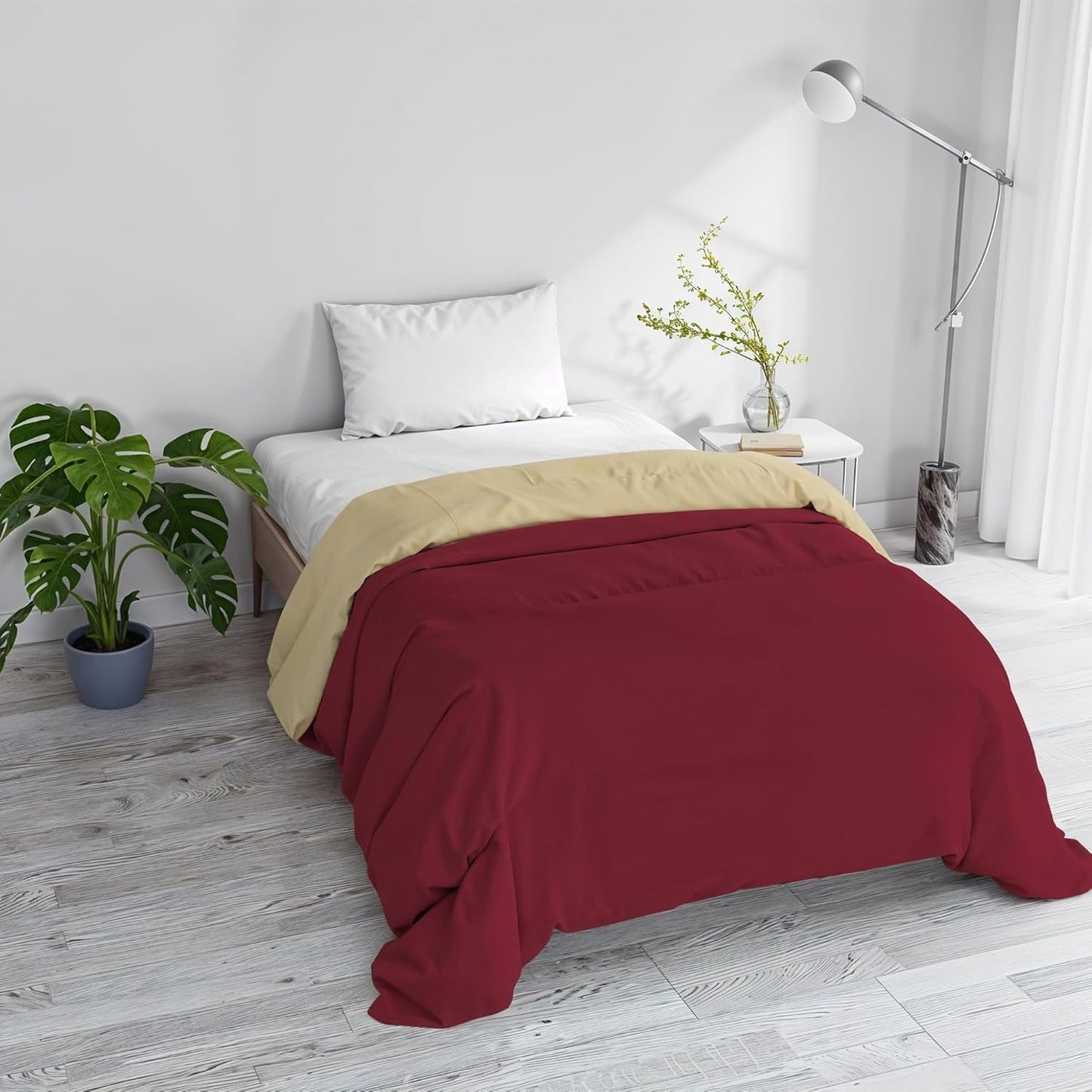 Grundläggande vinterfilt, vanlig och vadderad, mörkgrön/kräm, 200X245Cm Naty Shop täcken och täcken Bordeaux/kräm 200X245Cm