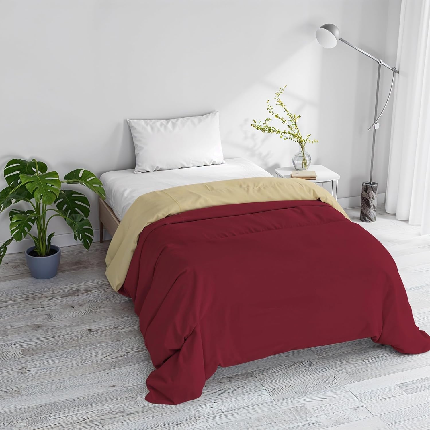 Grundläggande vinterfilt, vanlig och vadderad, mörkgrön/kräm, 200X245Cm Naty Shop täcken och täcken Bordeaux/kräm 200X245Cm