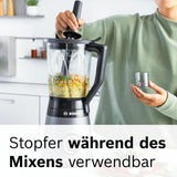 Bosch Standmixer Vitapower Serie 4 MMB6177S, Edelstahl-Klingen Tillverkad i Tyskland, 1,5L Thermosafe Glasbehälter, 0,6L To-Go-Flasche, Stopfer, Universalzerkleinerer, 30 000 U/Min, 1200 W, Silver Kitchen Naty Shop