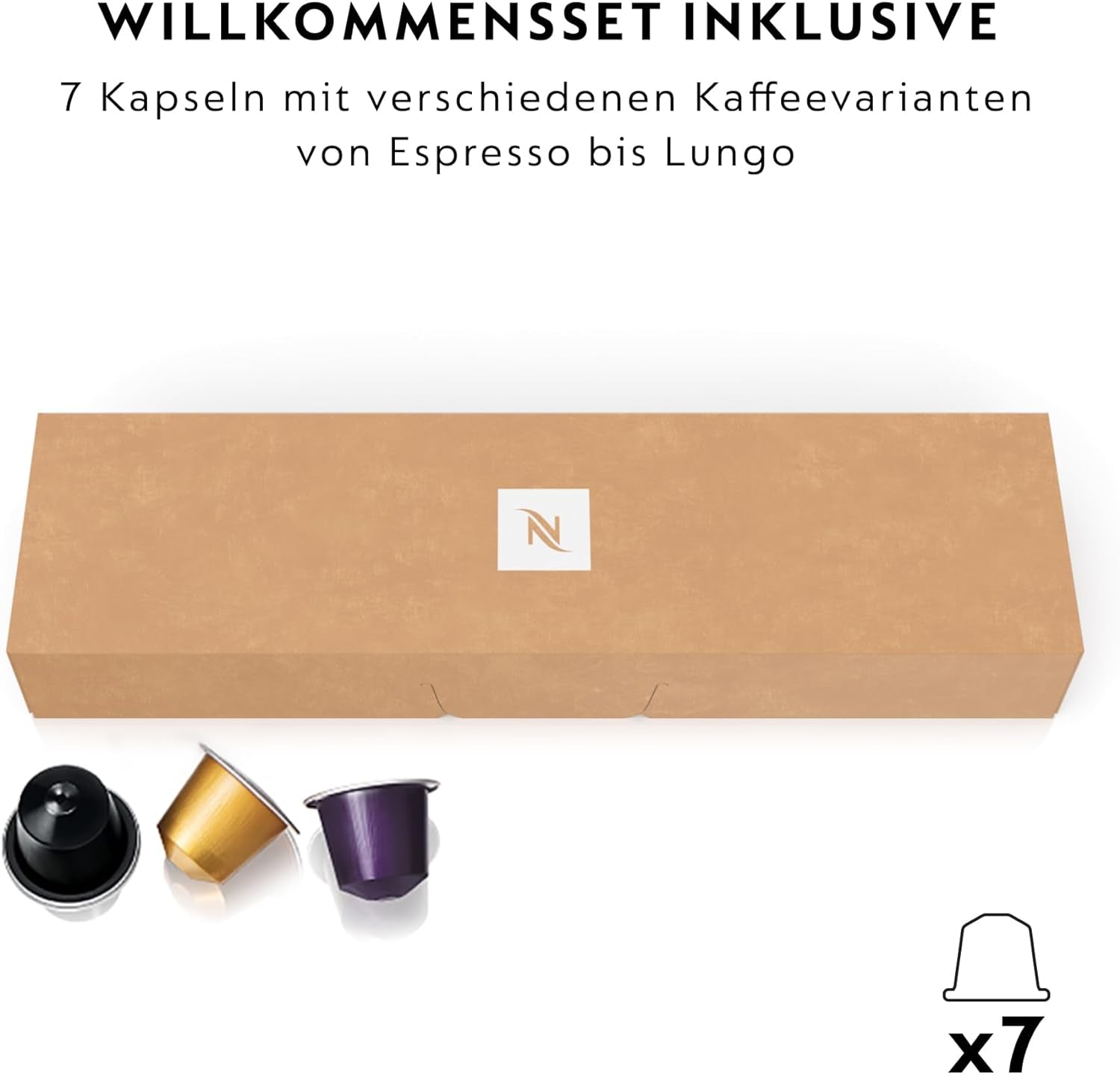Nespresso kapsel espressomaskin De'Longhi EN 80.B Inissia, högtryckspump och energisparfunktion, automatisk avstängning efter 9 minuter, koppvolym för espresso och lungo, 0,7 l vattentank, svart