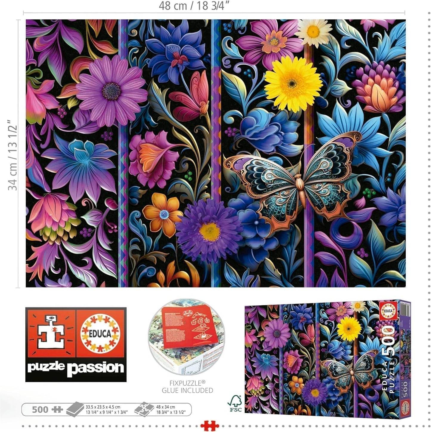 Educa - Pussel med 500 bitar för vuxna | Bada Bloom. Mått: 48 X 34 cm. Inkluderar Fixpuzzle pussellim. I 11 år (19909) Puzzle Naty Shop