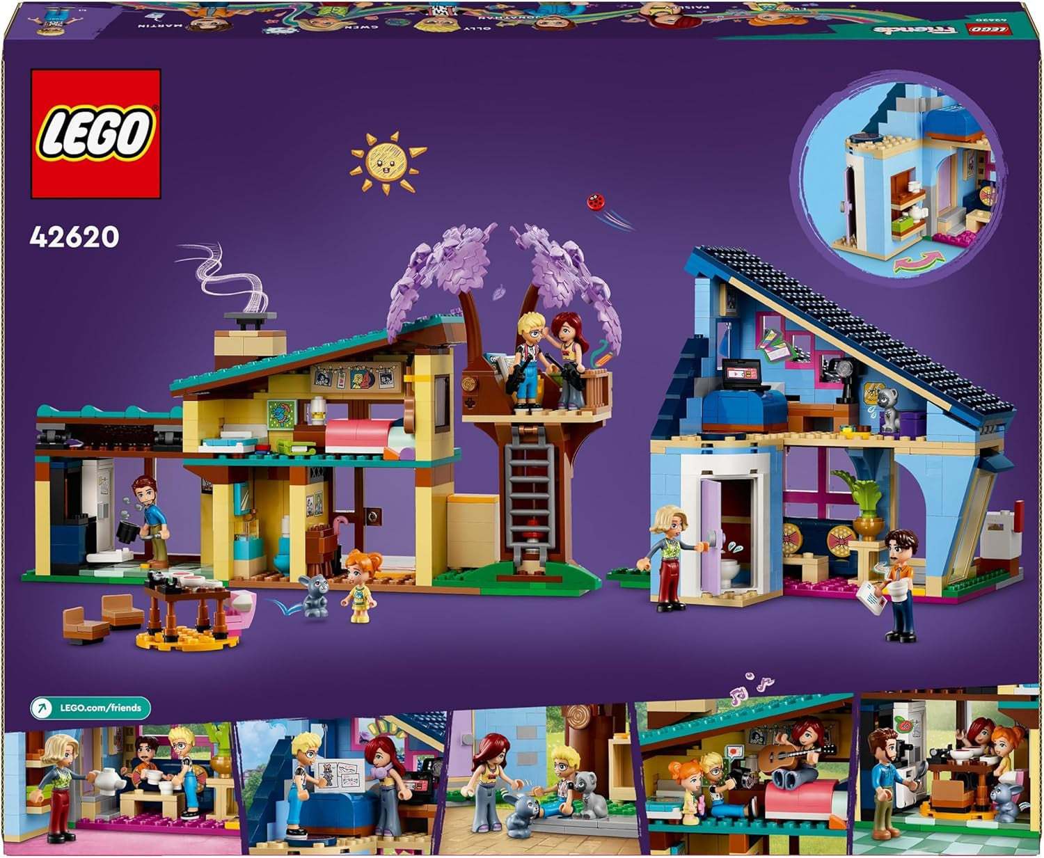 LEGO Friends Olly och Paisley Family House, Dockhus med figurer och tillbehör, tvåvåningshus och trädkoja, kreativ present för flickor och pojkar 7+ 42620 Byggset Besuche den LEGO-Store