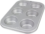 CSB108 6-håls non-stick muffinspanna i kolstål, rostfritt stål, silver, 28,9 X 17,7 X 3,1 cm Bakformar och plåtar Naty Shop