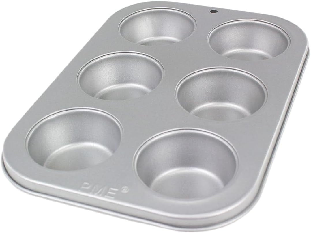 CSB108 6-håls non-stick muffinspanna i kolstål, rostfritt stål, silver, 28,9 X 17,7 X 3,1 cm Bakformar och plåtar Naty Shop