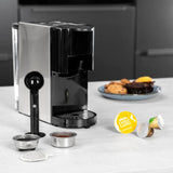 Princess 4 i 1 multikapsel espressomaskin - 1450 watt, kapslar, kapslar, malet kaffe, BPA-fri, 249450, 01.249450.01.001, svart, silver