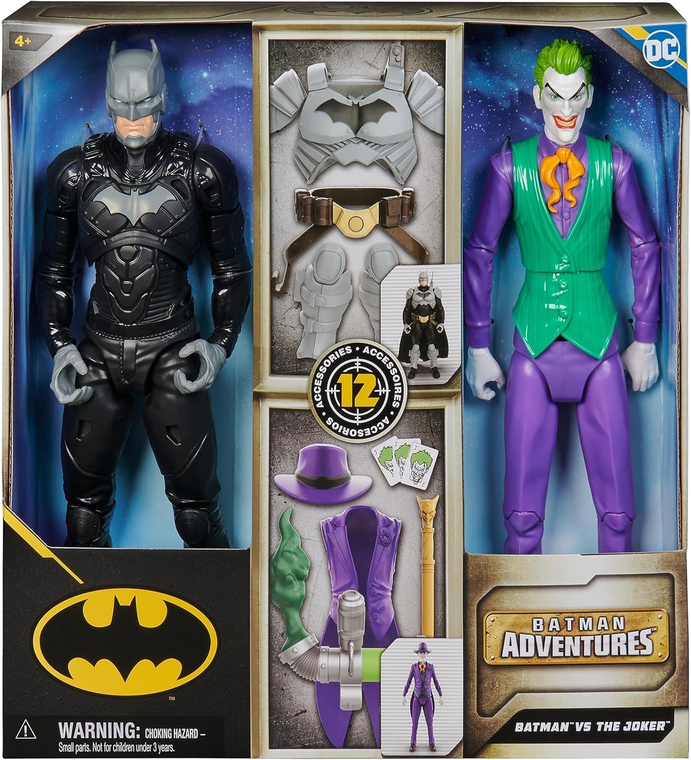 DC Batman Adventures Batman Vs the Joker Actionfigurset, 30 cm - 2 helt rörliga figurer med 12 växlar för spännande rollspel, leksak för 4+ barn Actionfigurer Naty Shop