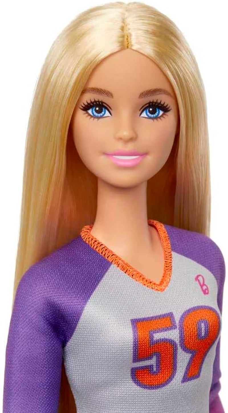 Barbie Made to Move - Volleybollspelare docka med t-shirt och boll - 22 leder för realistiskt spel, inkluderar volleyboll och sportkläder, HKT72 Naty Shop Dolls