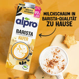 Alpro Barista Haferdrink – Zum Aufschäumen – Vegan und milchfrei – Von Natur aus lactosfrei – Rich an Ballaststoffen, Calcium und Vitaminen – 8 x 1 L – Haltbar