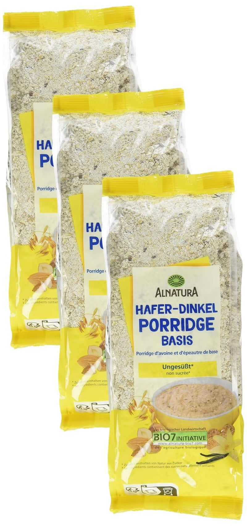 Ekologisk havregryn och dinkelgröt botten, 500g (förpackning 3)