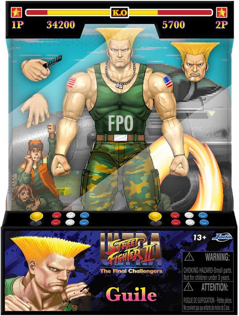 Jada Toys Street Fighter Figure Guile (15 Cm) - Street Fighter 2: The Final Challengers Collectible Movable Action Figure med alternativt huvud, händer och tillbehör, ålder 13+ Actionfigurer Naty Shop