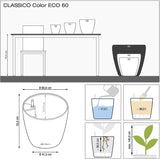 Planteringskärl LECHUZA Classico Color ECO 60 Mörkgrå | Planteringskärl med bevattningssystem och vattennivåindikator | Tillverkad av 100 % återvunnen plast | Matt finish | Ø 60 x 55,5 cm | 18955