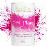 Pretty Pink Natürliche Lebensmittelfarbe Pulver Rosa (Roh Vegan) Pastellrosa Bis Intensiv Rosa-Rot - Essbare Farbe Für Lebensmittel Aus Früchten Und Gemüse - Naturlig matfärgning | Pureraw 5G Naty Shop 50 G (1Er Pack) Rosa