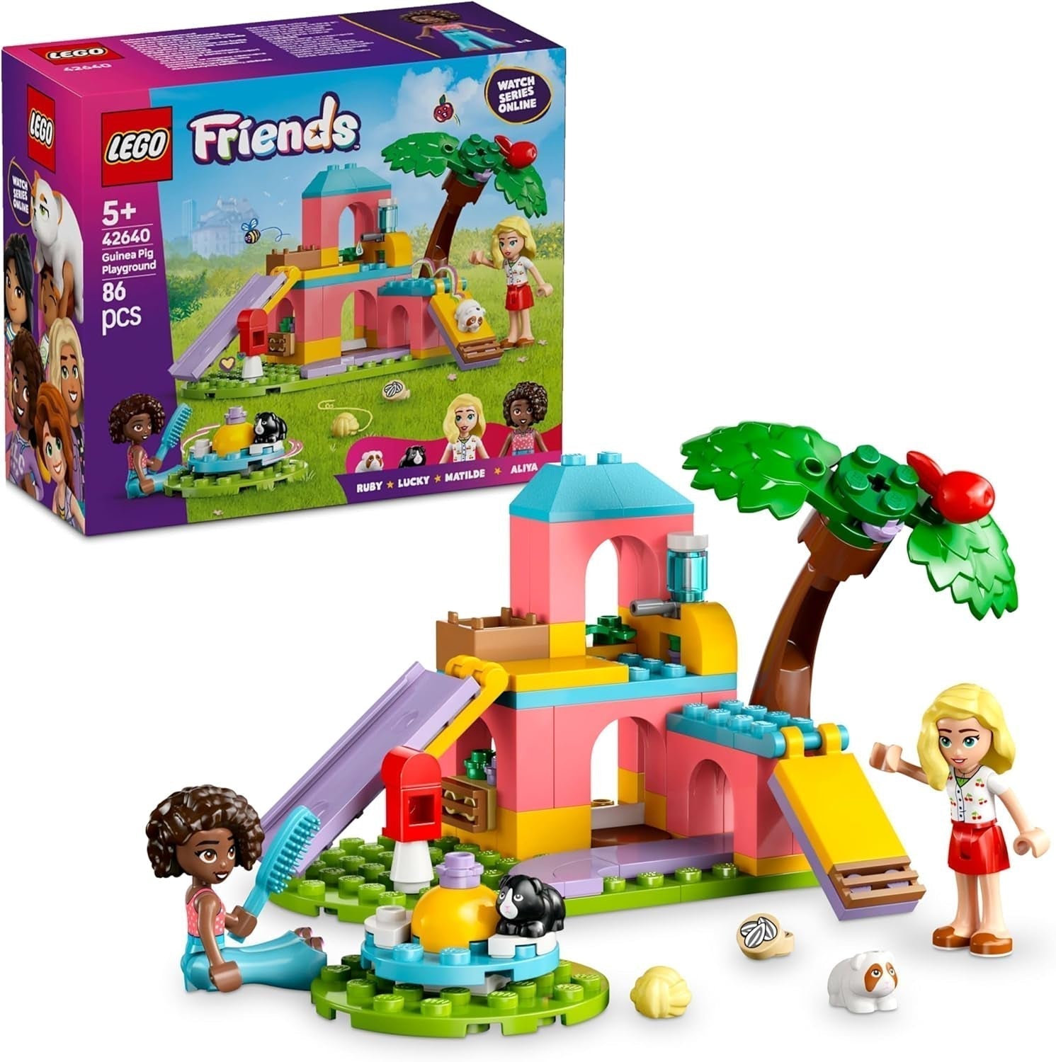LEGO Friends Marsvin Lekplats Bygg- och låtsaslekset med 2 minifigurer och 2 djurleksak för flickor 5+ djurset 42640 Byggset Besuche den LEGO-Store Standardtitel