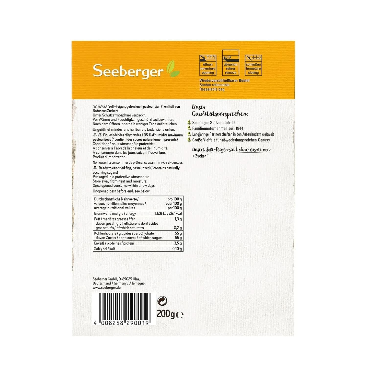 Seeberger mjuka, honungssöta bergsfikon med stenkött - för näringsmedvetna matälskare, 13 x 200 gram Naty Shop torkade produkter