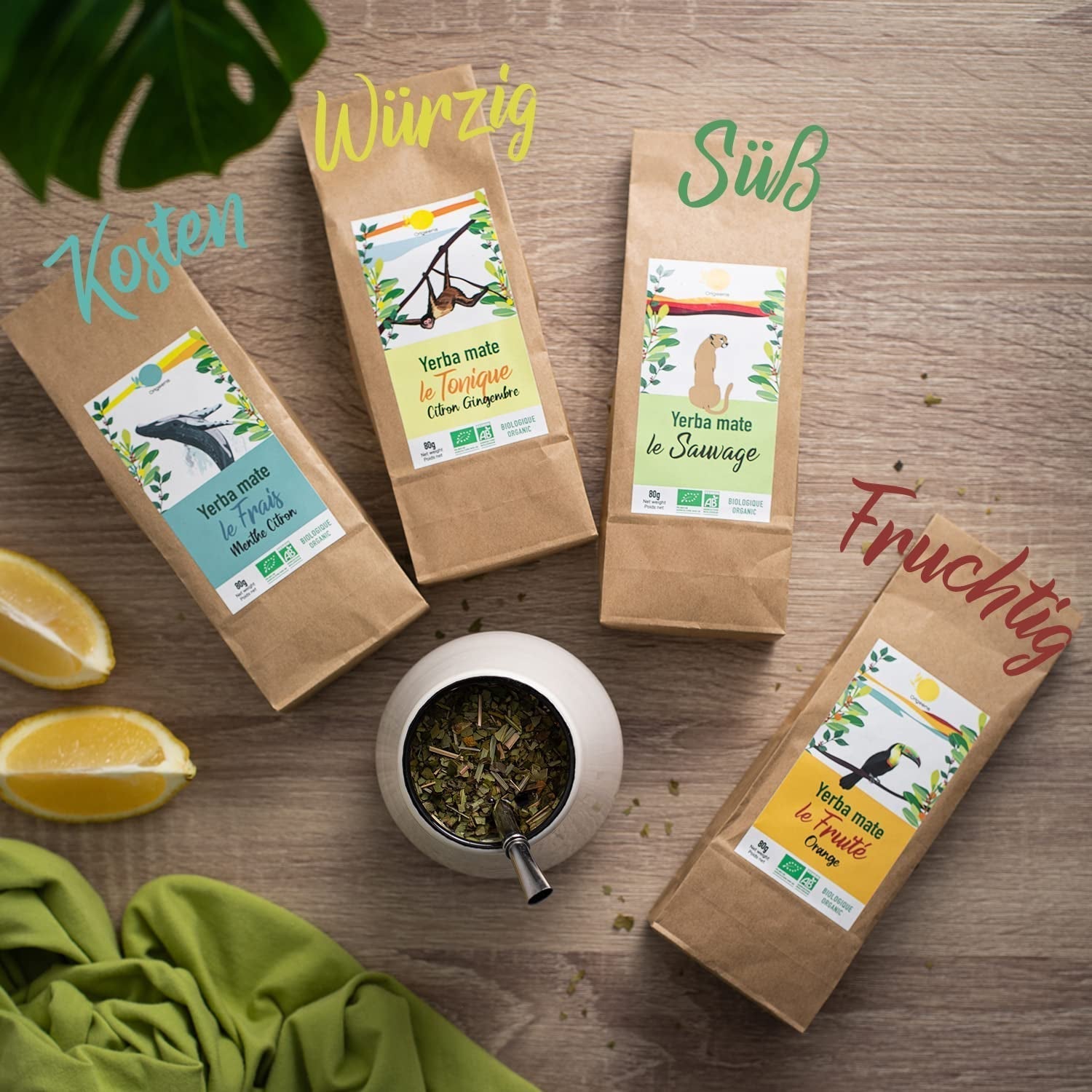 ORIGEENS BIO MATE TE-presentset X4 I Yerba Mate Bio 4X80G I Yerba Mate te-set, presentidé