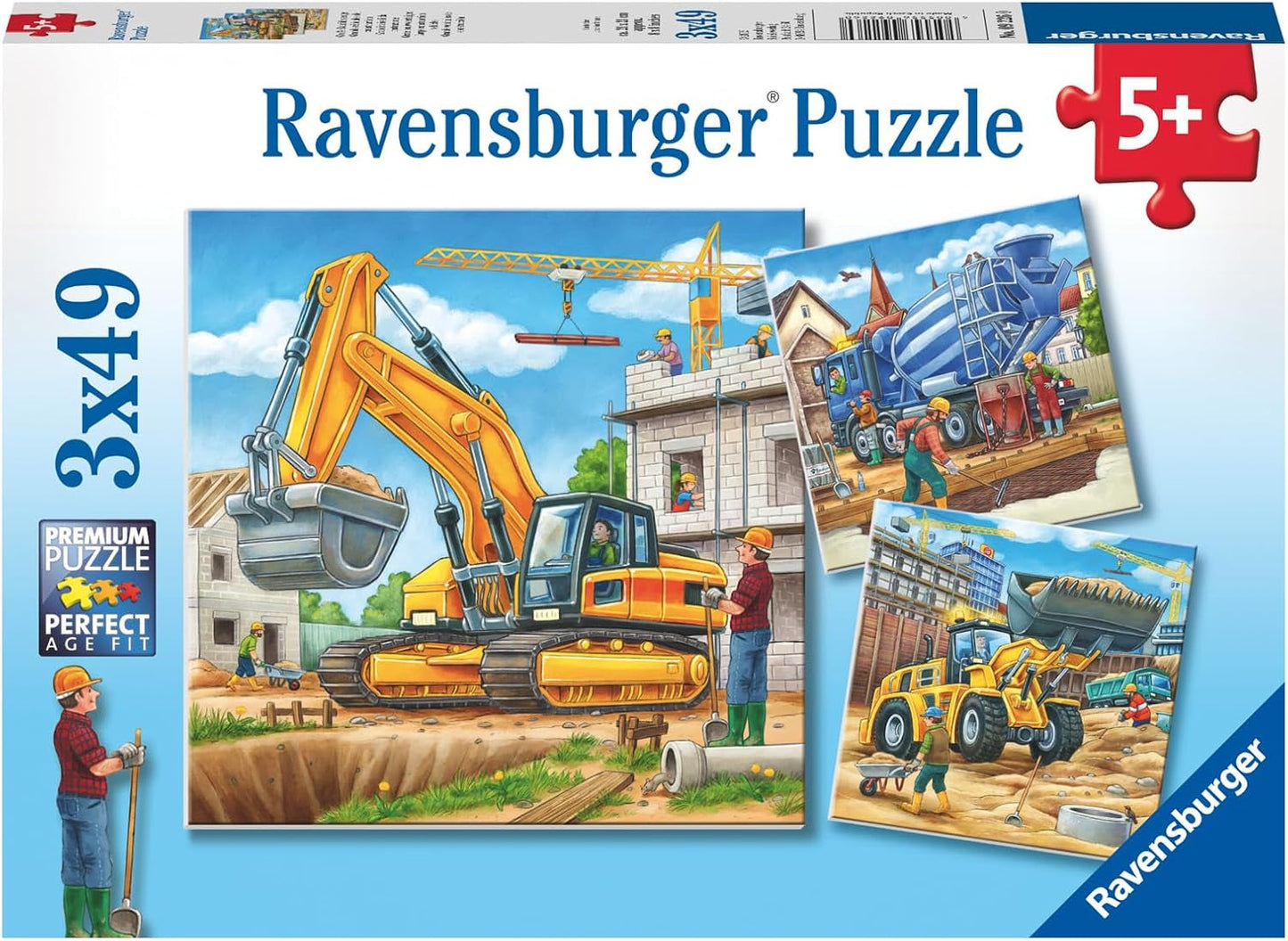Ravensburger Pussel för barn - 09226 Stora konstruktionsfordon - Pussel för barn 5+ 3X49 bitar Pussel Naty Shop Standardtitel