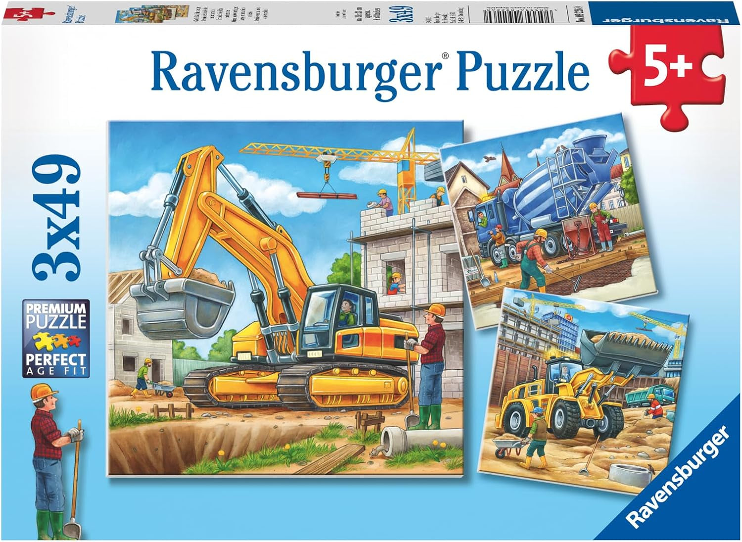 Ravensburger Pussel för barn - 09226 Stora konstruktionsfordon - Pussel för barn 5+ 3X49 bitar Pussel Naty Shop Standardtitel