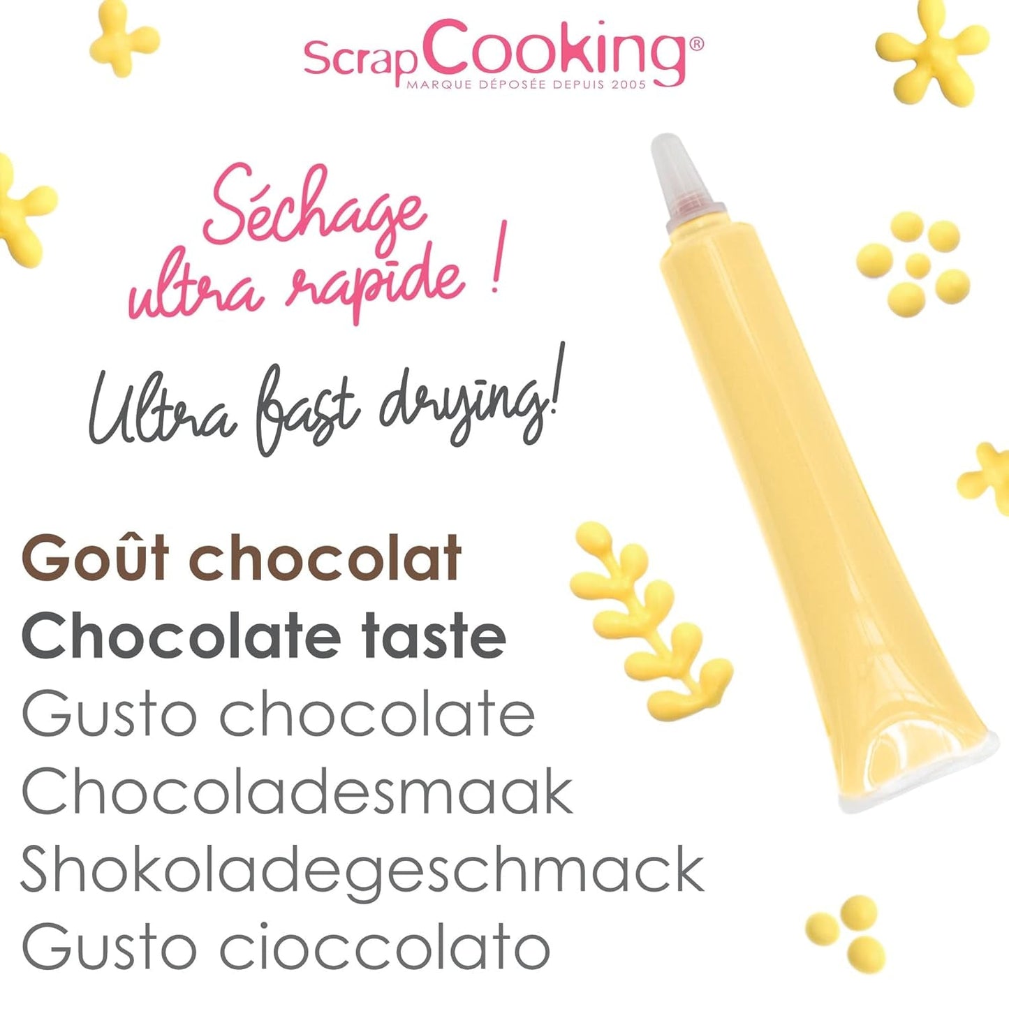 Scrapcooking - Pastellgul sockerpenna - Gul skrivsocker 25g - Dekorativ matsockerpenna - Skriva och rita - Märkning av fondant, glasyr, kakor - 6804