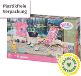 BABY born 832790 Weekend Fishing - Tillbehörsset för fiskedocka med solstol, sidobord, glas, korg, ankungar och fiskespö och rosa långskjorta, rosa