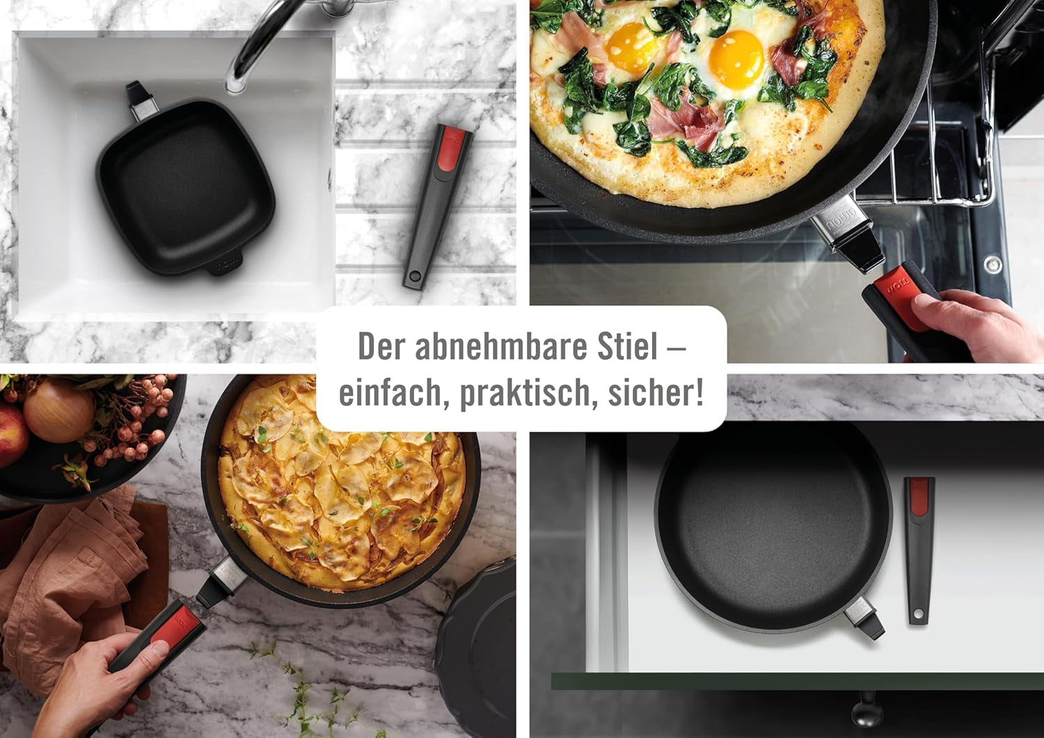Woll Nowo Titanium platt panna - induktion, 5 cm höjd, avtagbart handtag - för alla typer av hällar, gjuten aluminium, non-stick beläggning Grytor och kastruller Naty Shop