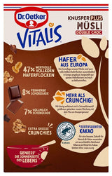 Dr. Oetker Vitalis KnusperPlus Double Chocolate: Krispig müsli med mjölk och mörk choklad, förpackning om 7 (7 x 450g)