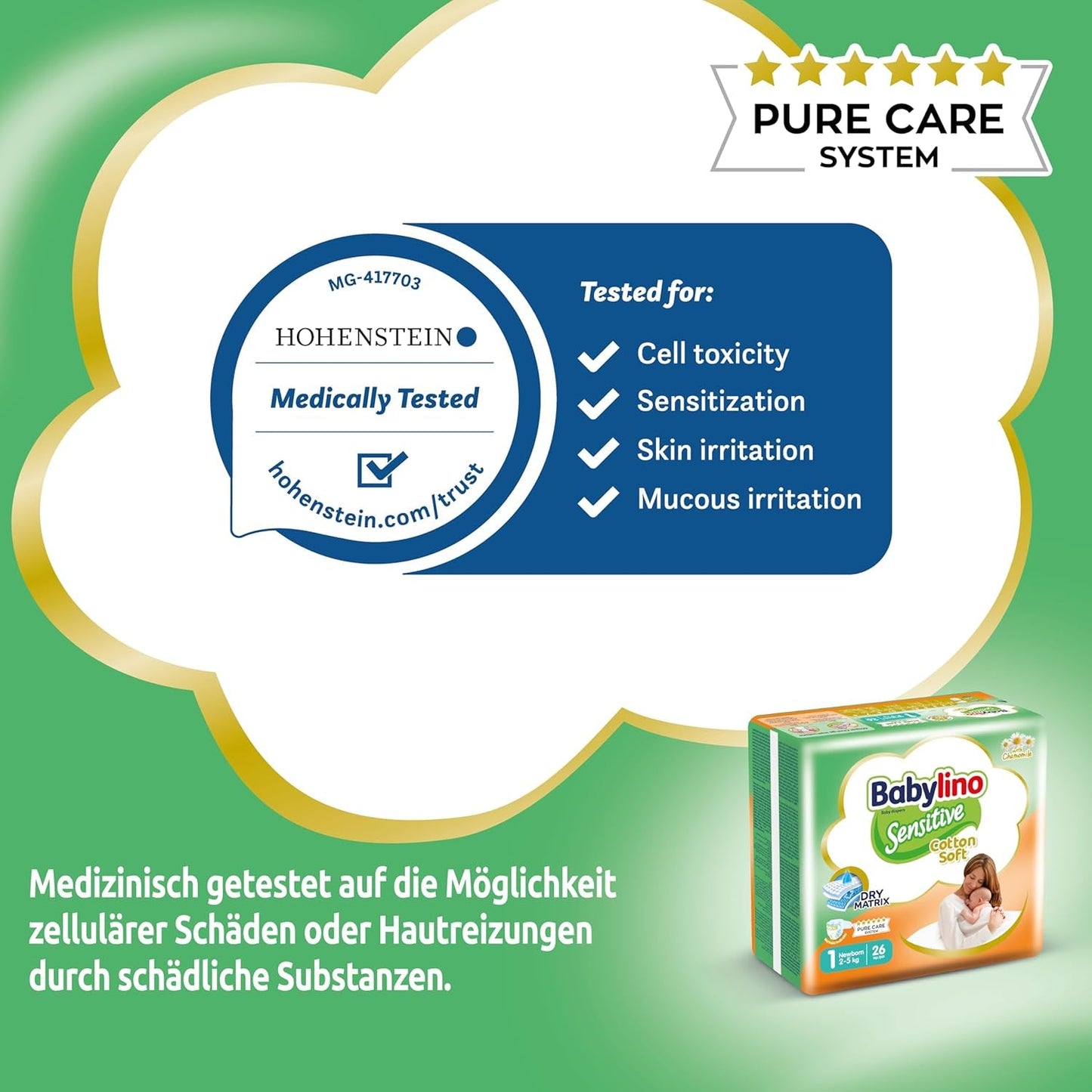Känsliga barnblöjor, storlek 1, nyfödd (2-5 kg), 26 st