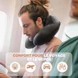 Uppblåsbar resekudde, resekudde med sovmask + öronproppar + bärväska, superlätt och bärbar, perfekt för flygplan, bil, hem, kontor, svarta Naty Shop resekuddar