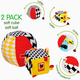 magdum 2 set babykubspel + tygboll - motorisk leksak från 1 år - leksak för barn 6 månader - Montessori-leksak - pedagogisk leksak 1 år - present till barn - boll för barn - kub för barn - presenter för barn Leksaker Bebe Naty Shop