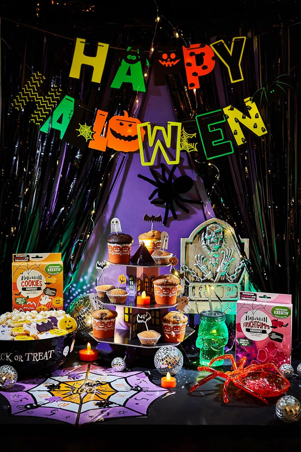HEITMANN KREATIV färgglada Halloween-kaka och dryckespåfyllningsset