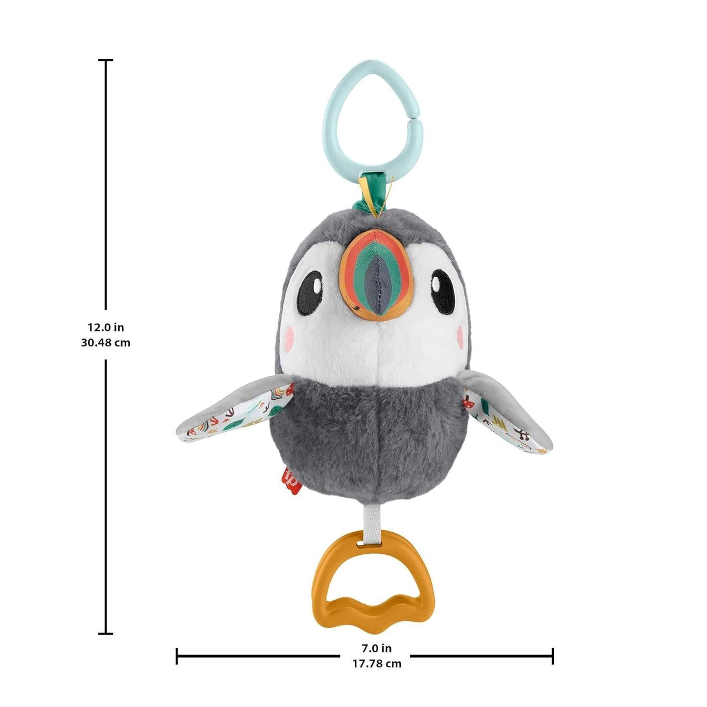 FISHER-PRICE Flap & Go Toucan - Barnvagn plyschleksak främjar finmotorik och sensoriska färdigheter för nyfödda från födseln HNX66 Baby Toys Naty Shop