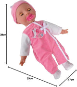Simba 105140489 - Laura Baby Talk Doll, 38 cm mjuk kroppsdocka med sömniga ögon i söt jumpsuit, 24 babyljud, lekdocka, babydocka, 2+