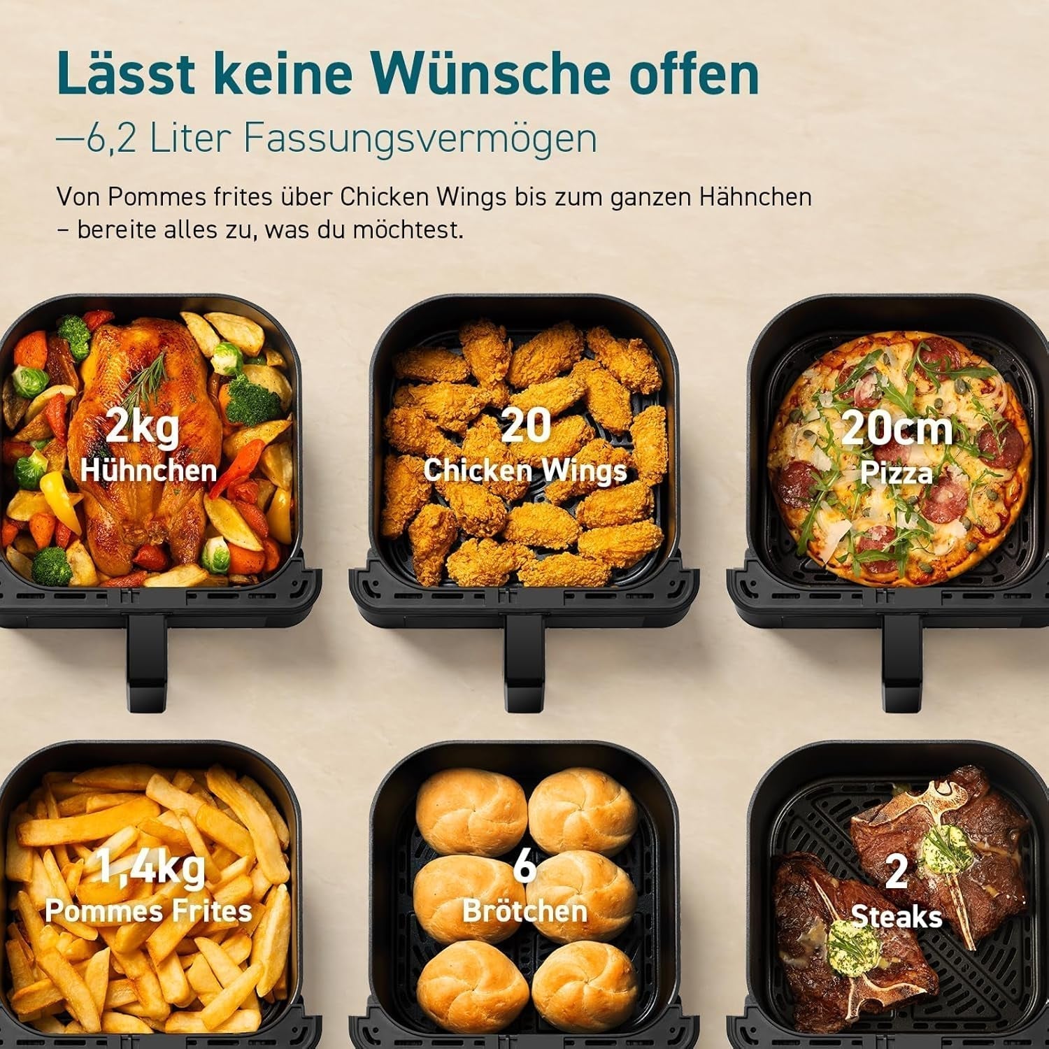 COSORI Hot Air Fryer Airfryer, 12-I-1 Air Fryer XXL 6,2L, Hot Air Fryer med utsiktsfönster och omrörningspåminnelse, 80 recept Hushållsapparater Naty Shop
