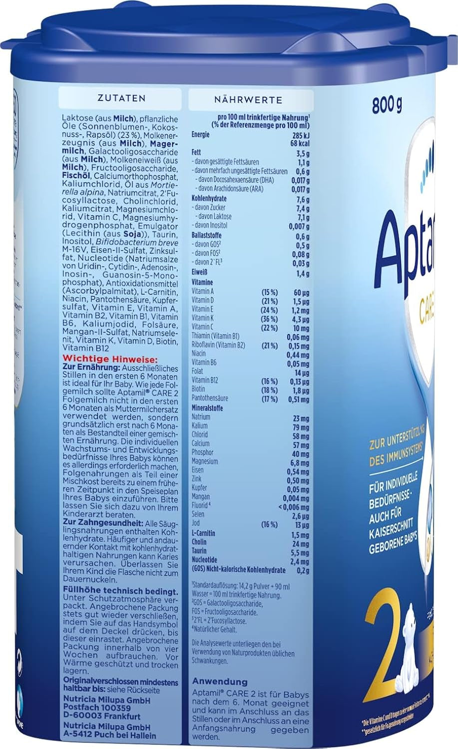 Aptamil Care 2 – Passar även för spädbarn födda med kejsarsnitt – 1 x 800 g