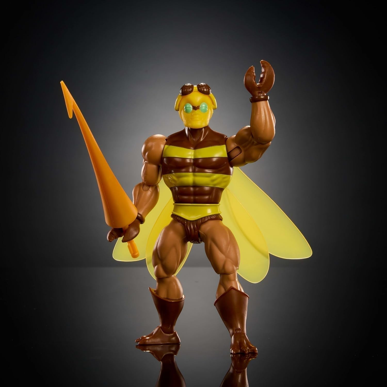 Masters of the Universe Origins Action Figur Buzz-Off från den tecknade samlingen, ca 14 cm lång, från 1980-talets TV, Bee Leader med vingar och glasögon med Spjut, JBM88 Actionfigurer Naty Shop