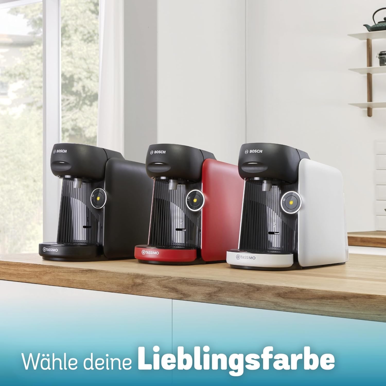 Bosch Tassimo finess TAS162E kapselespressomaskin, 70 drycker, intensivare kaffe med en knapptryckning, automatisk avstängning, hållbar, perfekt dosering, 1400 W, svart/svart