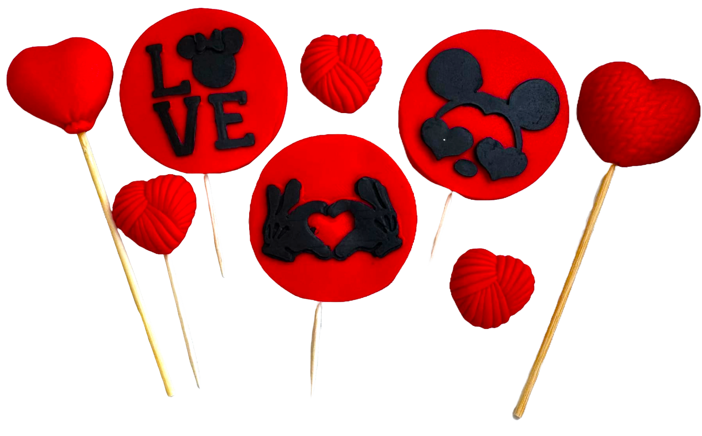 Set med 8 ätbara sockerpastadekorationer, LOVE Sugar Paste Decorations Naty Shop