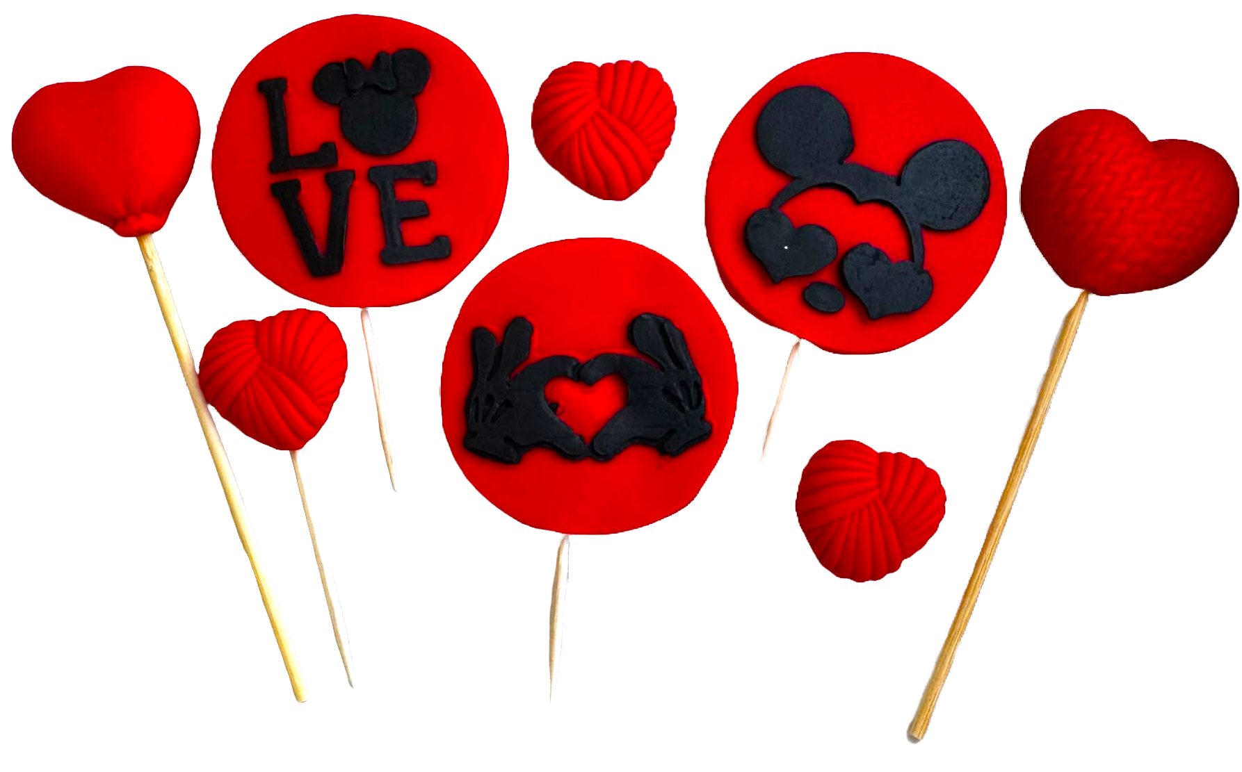 Set med 8 ätbara sockerpastadekorationer, LOVE Sugar Paste Decorations Naty Shop