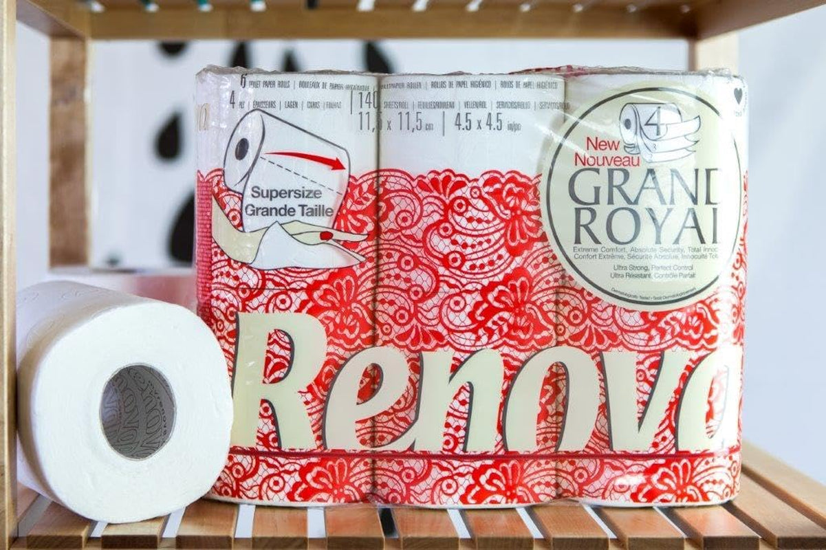 Renova Grand Royal toalettpapper, 18 Premium XXL-rullar, 4 lager, mjukt och slitstarkt