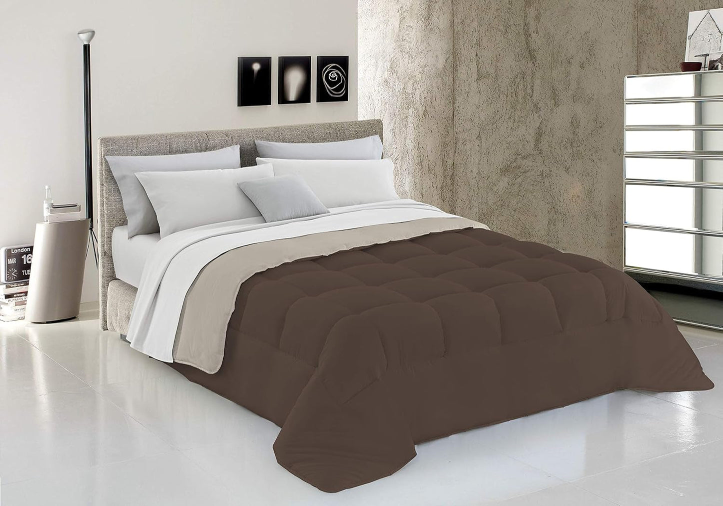 Italienskt sänglinne, vintertäcke, taupe/kräm, 250X200Cm Naty Shop täcken och täcken Brun/kräm 150X200Cm