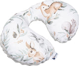 Medi Partners Baby nackkudde Nackstöd 100% bomull / minky baby nackkudde för bilvagn resor sömn nackkudde snooze roll (REH med grå Minky) Cervikala ortopediska kuddar Naty Shop Deer i löv med grå minky
