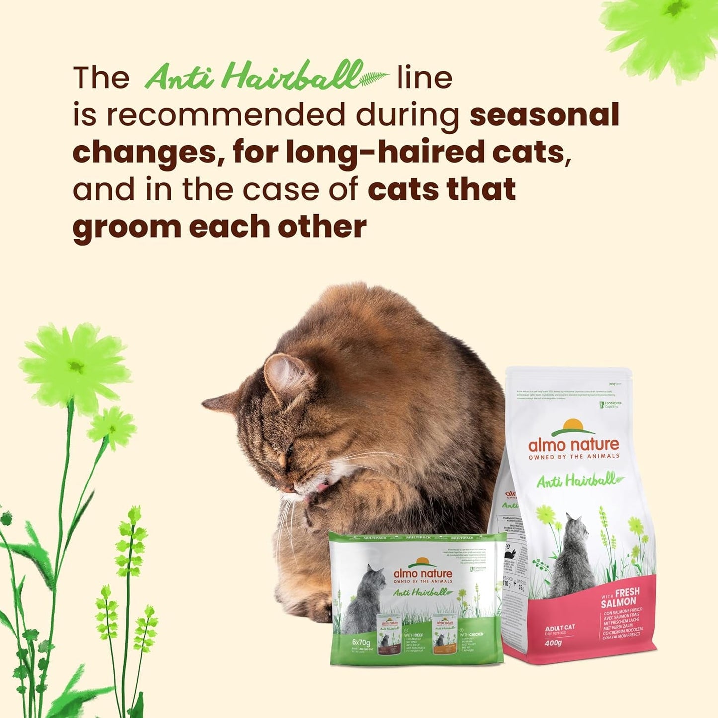 Almo Nature Functional - Anti-hårbollar - Våtfoder för vuxna och mogna katter - med valpar - Motverkar bildning av hårbollar - 70 g (förpackning med 30)