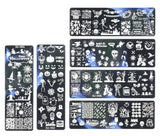 JMEOWIO Nail Stamping Stencils Halloween 6 Stück Nagelstempel Stencils Nail Art Dekoration Nageldesign Zubehör Böse Gruselige Kürbis-Geisterhexe